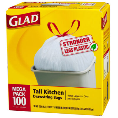 Glad® White Tall Kitchen Drawstring Bag
