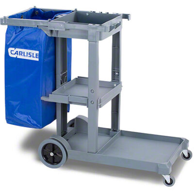 Janitorial Cart Gray w/Blue Bag 1 Ea