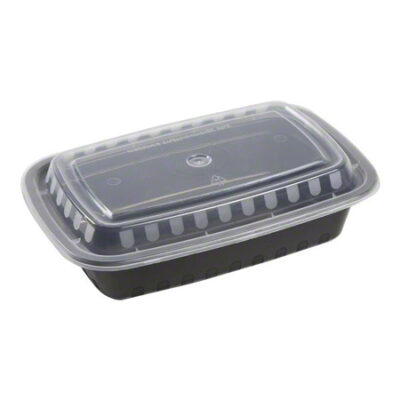 AmerCare® Rectangle To-Go PP Container Combo w/Lid -24 oz.